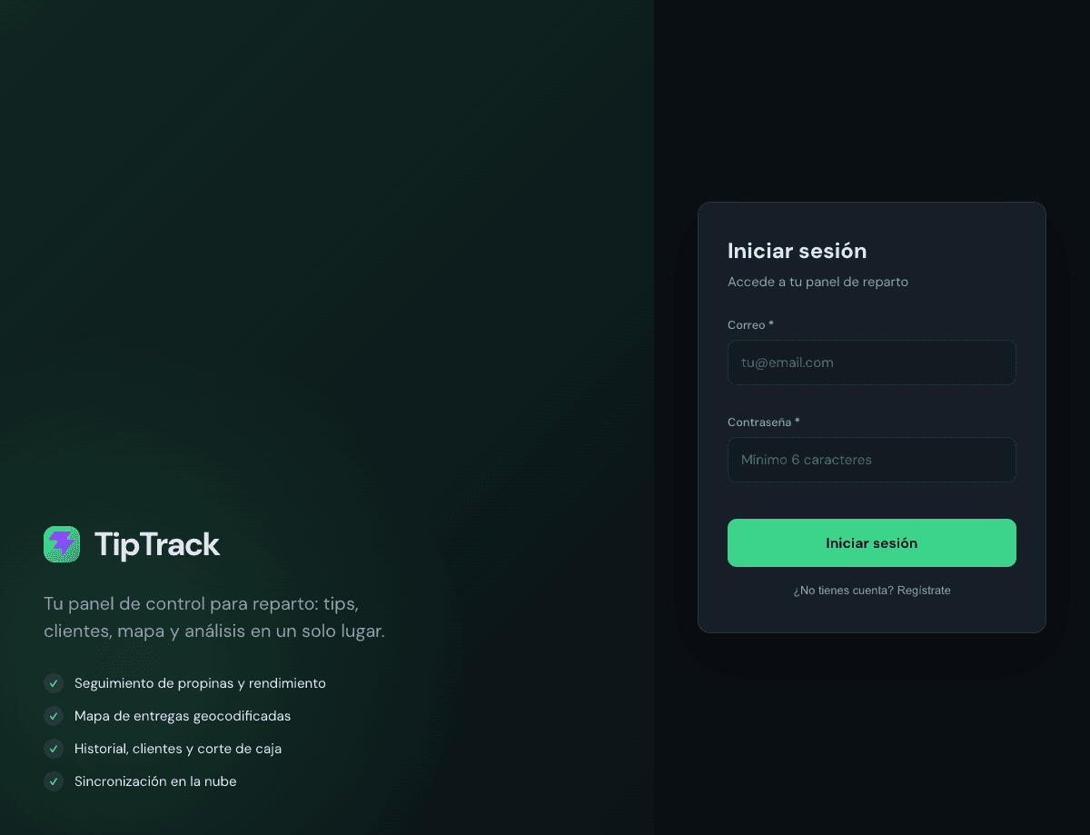 TipTrack secure operations login screen